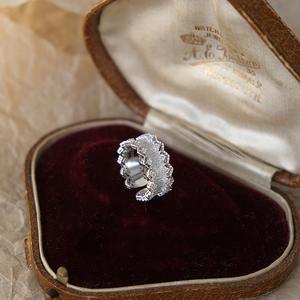 S925 Pure Silver Vintage Hollow Lace Striped <b>Ring</b> for Women Fashionable Antique Style Inlay Delicate and Cool <b>Opening</b> <b>Ring</b> - Product Image 2
