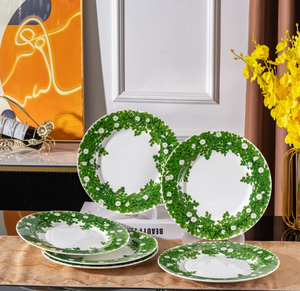 Juego de 6 Platos de Cerámica de Porcelana Fina con Diseño Floral, Estilo Americano, No Tóxicos, Ecológicos, de 10.5 Pulgadas, para Eventos de Regreso a Clases - Product Image 1