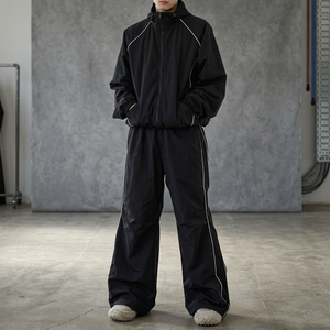 Custom Plain Streetwear Nylon Tracksuit <b>Mens</b> High Quality 2-Piece Set Lightweight Baggy Oversized Wi - Product Image 3