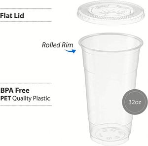 Vasos de Plástico Biodegradables Desechables de Pared Simple, Transparentes, de Color Personalizado, con Tapas, para Fiestas - Product Image 2