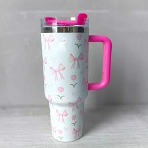 StanL 40oz <strong>Pink</strong> Love Heart Double Vacuum Stainless Steel <strong>Travel</strong> <strong>Mug</strong> Tumbler Valentine's Day Printed <strong>Travel</strong> <strong>Mugs</strong> with Handle - Product Image 4