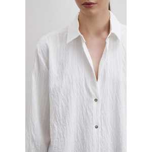 Camisa de Lino con Botones para Mujer, Blanca, Estilo Minimalista para el Día a Día, Moda Sencilla - Product Image 4