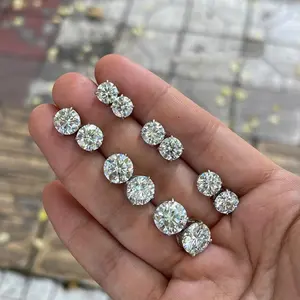 Wholesale Price DEF VVS Synthetic Diamond Earrings 14K Gold Classic 4 Prong 1 Carat 2 Carat Lab Grown Diamond Stud Earring