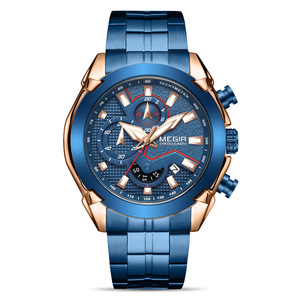 Montre pour homme à grand cadran, chronographe, date, lumineuse, étanche, bracelet en acier inoxydable, montre-bracelet à quartz - Product Image 6