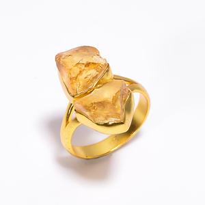 Anillo chapado en oro de Plata de Ley 925, piedra preciosa de Aguamarina cruda natural, anillo de plata chapado en oro, joyería de plata hecha a mano - Product Image 4
