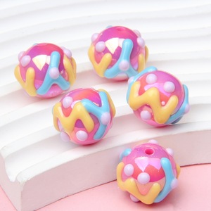 2024 mới tự làm túi xách trang trí 16mm Vòng cô gái sang trọng dây đeo điện thoại thông minh làm màu hồng vàng Acrylic tay sơn thư hạt - Product Image 3