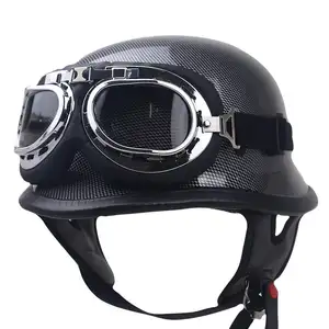 RTS短头盔DOT认可成人摩托车-半头盔皮革覆盖轻质头盔