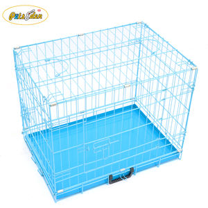 บ้านสัตว์เลี้ยงแบบสองประตูสีน้ำเงิน เฟอร์นิเจอร์กรงสุนัขกลางแจ้ง ทำจากโลหะ พร้อมถาดรอง - Product Image 5