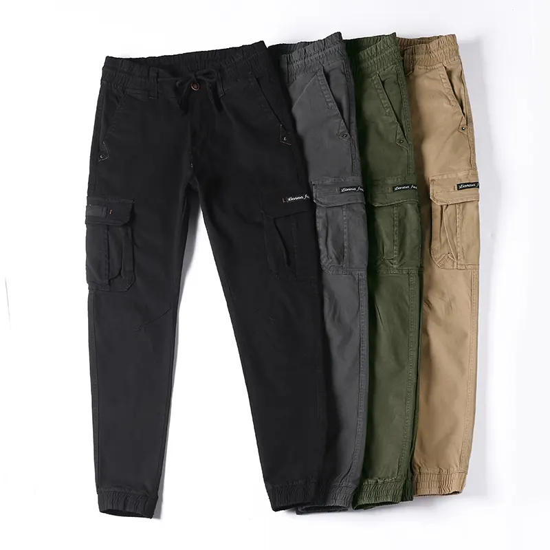 Sıcak satış BAWANGCHENG 2023 Oem özel düğme detaylandırma kargo pantolon Streetwear kargo pantolon haki parça kargo pantolon erkekler