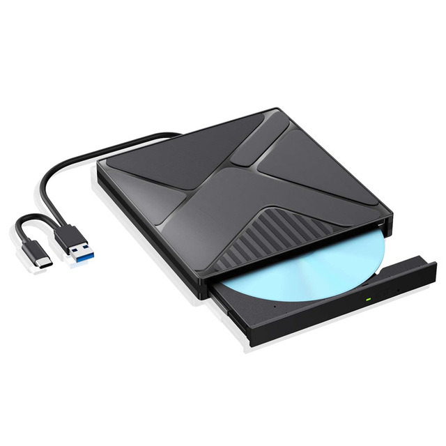 EDD32 External DVD Drive Type-C+USB3.0 Free Drive Tray Type Optical CD-RW DVD-RW Writer Burner for Wins10 Laptop PC Computer