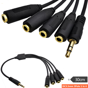 30cm yüksek hızlı 3.5mm 4 Port <span class=keywords><strong>Stereo</strong></span> Video veri iletim ses kabloları ses kablosu erkek kulaklık Splitter Jack - Product Image 1