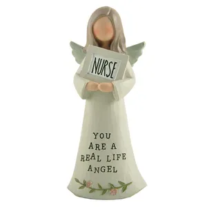 Figurine Manufacturers 4.92" Hand Painted Home Decor Handmade Resin Craft Frame Angel Statue Best Gift For Nurses