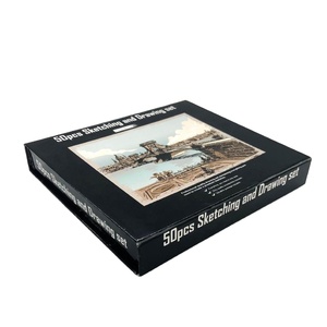 50 pezzi di arte professionale forniture con disegno e disegno a <span class=keywords><strong>matita</strong></span> e vari strumenti di disegno in scatola di cartone per disegnare e disegnare - Product Image 2