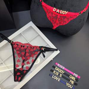 Tanga de Encaje con Letra de Cristal Personalizada, Bragas Bikini de Cintura Baja, Joyería Corporal Sexy para Regalo de <span class=keywords><strong>Esposa</strong></span> - Product Image 6