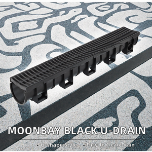 Caniveau de drainage linéaire en HDPE pour eaux de pluie extérieures, noir, en forme de U, flexible, en plastique - Product Image 2