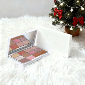 Palette de fards à paupières professionnelle longue tenue, pigmentée, mate et scintillante, tons neutres et chauds, avec miroir, pour usage quotidien et fêtes, vente en gros - Product Image 3