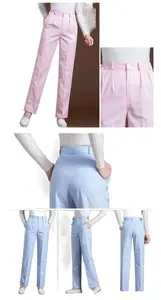 Pantalon d'infirmière blanc, pantalon de travail d'hiver épais à taille élastique, pantalon bleu grande taille, uniforme médical pour femmes, pantalon de travail - Product Image 6