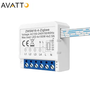 Avat托迷你Zigbee开关4组控制定时器开关继电器自动化模块图雅Zigbee 3.0开关模块10a智能家居