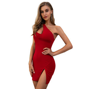 فستان نسائي صيفي قصير ضيق بكتف واحد وفتحات مثيرة من WEIXIN للبيع بالجملة - Product Image 6