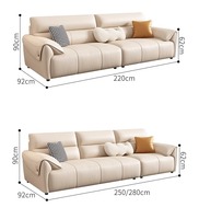 Canapé en Cuir Véritable pour Salon, Nouveau Modèle 2025, Usage Domestique, Canapé Droit Trois Places, Luxe Léger, Cuir de Vachette Pleine Fleur, Moderne