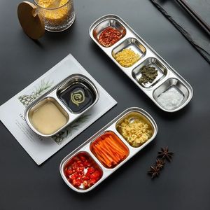 Plat de service rectangulaire coréen en acier inoxydable pour sauces, assiette à chili, bol à sauce soja, plat à <span class=keywords><strong>vinaigre</strong></span> pour fondue et barbecue - Product Image 5