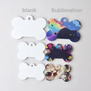 Protection Film Pet Tag White Sublimation Dog Id Tag Metal Business Gift Universal-pet Tag Animal Aluminum Popular Multi-sizes