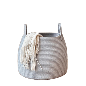 Modern Eco-Friendly Foldable Square Laundry Hamper with 100% Cotton Rope <b>Woven</b> Fabric for Dirty Clothes - Product Image 5