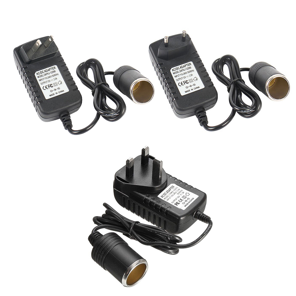 220V Mains Plug to 12V Socket Adapter Converter for US/EU/UK