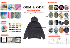 Sudadera con capucha para <span class=keywords><strong>hombre</strong></span> OEM, extragrande, lisa, estilo vintage, holgada, con lavado ácido, efecto desgastado, 100% algodón, con efecto descolorido por el sol, corte degradado y cremallera. - Product Image 4