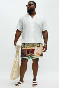 Relaxed Chateau Photoreal Camisa cubana-100% Tejido de algodón Blanco - Product Image 2