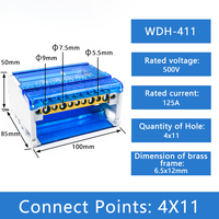 WDH 411 Boîtier de distribution électrique monophasé 4 niveaux en laiton pour rail DIN, bornier de connexion