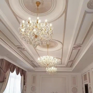 Grand lustre en cristal style bougie pour villa, escalier, hall d'hôtel, plafond haut, entrée, projet <span class=keywords><strong>de</strong></span> décoration - Product Image 3