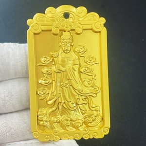 Colección antigua de doble cara Mazu emperatriz y Guanyin tallado colgante Metal taoísta Token con grabado diseño elegante - Product Image 1