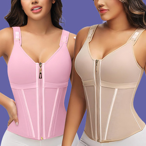 Chaleco de cintura de hueso de acero de doble capa <span class=keywords><strong>para</strong></span> mujer, <span class=keywords><strong>ropa</strong></span> deportiva <span class=keywords><strong>para</strong></span> moldear el cuerpo con cremallera, Cinturón fino transpirable, Control firme - Product Image 3