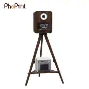 2024 Vintage Style Wood Photo Booth Case With DSLR Mirror Booth Kiosk