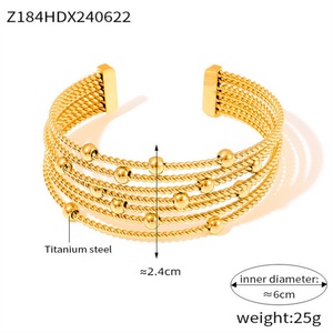Wholesale Beads Charm <b>Mens</b> Stainless Steel <b>Men</b> Bracelet Gold Plated Chunky Layer Rope Bracelet - Product Image 6