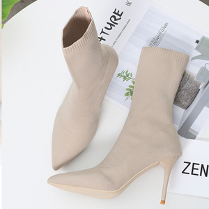 Nouvelles bottes de cheville pour femme en tissu extensible tricoté, style chaussette, 7CM/9CM, bottes western pour femme - Product Image 6