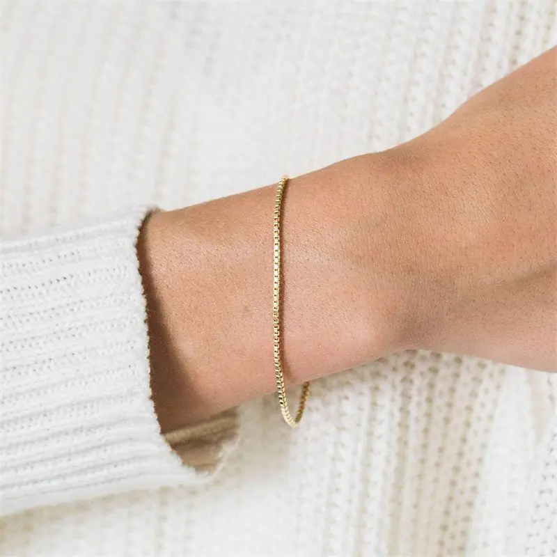 Manna Nieuwe Minimalistische Waterdichte Ketting Armband 14K Verguld Roestvrij Staal Armband Voor Vrouwen