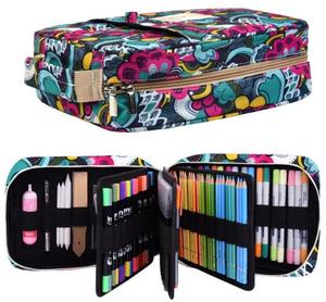 Étui à crayons personnalisé pouvant contenir 202 crayons de couleur, 136 stylos gel, fermeture à glissière, grande capacité, tissu recyclable, organiseur de stylos - Product Image 1