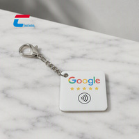 Porte-clés NFC intelligents 13,56 MHz, avis Google, réseaux sociaux, porte-clés NFC en époxy