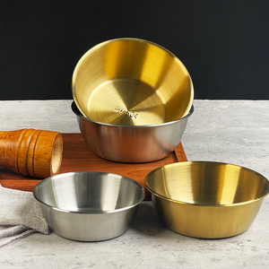 وعاء سلطة مطلية بالذهب ، طقم من الفولاذ المقاوم للصدأ على الطراز الكوري لتوريد المطاعم والفنادق - Product Image 2