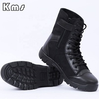 Bottes tactiques de combat en cuir imperméables de type décontracté pour l'extérieur, personnalisables avec logo OEM, de la source d'usine KMS Wholesale