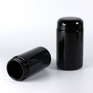 Échantillon Gratuit Prix Usine le Plus Bas en Stock Pots Noirs en Verre UV à Large Ouverture de 100g et 150g avec Couvercle en Bakélite - Product Image 2