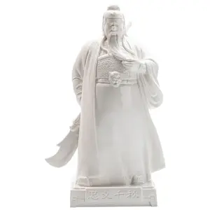 Estátua de cerâmica grande guan gong idol wu, deus da riqueza branca, porcelana, ornamentos guan yu, abertura zhacai, casa da cidade, escultura