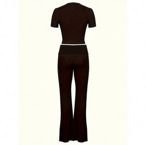 Ensemble de survêtement sport et décontracté à col rond et manches courtes avec pantalon assorti - Product Image 5