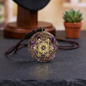 Orgone Améthyste Metatron Cube Résine Cuivre Couche Énergie Pendentif Pour Collier Cristal Artisanat Pendentif Acheter De Aashim Agate - Product Image 3