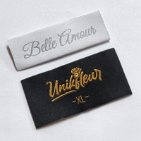 Étiquettes et labels textiles en coton biologique jacquard haute densité, écologiques, enroulables, en satin tissé, personnalisés avec logo YH-W06