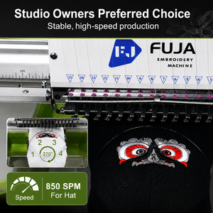 Máquina de Bordar Computarizada FUJA de Alta Velocidad 1200 RPM, de Una Cabeza y 12/15 Agujas, para Gorras, Camisetas, Modelo FJ-1501CS, Comercial - Product Image 3