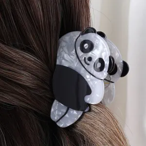 Clips de pelo animal lindo Panda chino acrílico personalizado para niña