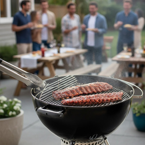 <span class=keywords><strong>Grille</strong></span> de cuisson <span class=keywords><strong>ronde</strong></span> pliable en acier inoxydable pour barbecue extérieur avec poignée, fabriquée par une usine OEM - Product Image 4